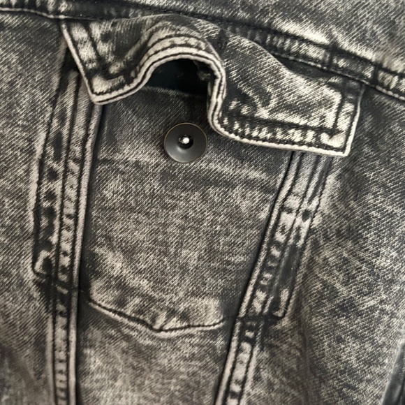 2X Blue Crown Acid Wash Denim Jacket 2XL Hooded Grey Skater Tillys - Picture 6 of 10